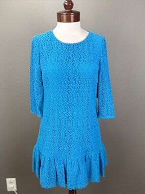 Juicy Couture NWT Black Label Capri blue Coral Reef Guipure Lace Dress Sz 4